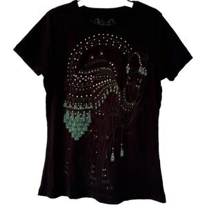 Key Closet Camel Women’s Swarovski Studded Short Sleeve Size Medium